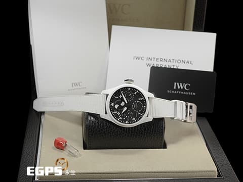 IWC 萬國錶 Big Pilot's Perpetual Calendar 大飛行員 TOP GUN 海軍空戰部隊 IW503008&nbsp;太浩湖 特別版 白陶瓷 七日鍊 萬年曆 月相盈虧 大飛&nbsp;2023年台灣公司貨&nbsp;飛行錶 自動上鍊 46.5mm