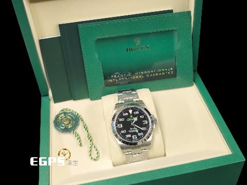 ROLEX 勞力士 Oyster Perpetual 蠔式 Air-King 空中霸王 126900 綠色秒針、ROLEX品牌銘刻 空霸 大三針 黃色皇冠 不鏽鋼 新款3230機芯 2025年保單 自動上鍊 40mm