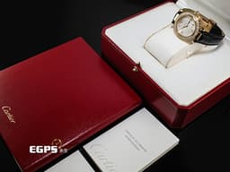 CARTIER 卡地亞 PASHA DE CARTIER 帕夏 2519 大型款 18K黃金材質&nbsp;<font color="#05f0f0">原廠鑲嵌鑽石錶圈</font>&nbsp;<font color="#0582f5">白色扭索面盤 極具辨識度的鑲嵌鑽石錶冠鎖設計</font>&nbsp;自動上鏈 32mm