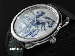 HERMES 愛馬仕 ARCEAU系列 Grand carrosse royal <font color="#46a5d3">自由野性的豪華皇家馬車</font> 18K白金材質 <font color="#ffa500">微繪工藝腕錶 彩繪珍珠母貝面盤</font> <font color="#FF0000">限量12只 新錶參考訂價：2,402,000 元</font> 自動上鍊 41mm