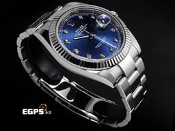 ROLEX 勞力士 DATEJUST II 126334 G 蠔式日誌 126334G 不鏽鋼材質 18K白金三角坑紋錶圈  <font style="" color="#05f0f0">藍色放射紋鑽石時標面盤</font><font color="#0000ff" style="color: rgb(255, 0, 0);"> </font><font color="#ff0000"> 2019年保卡&nbsp;</font>自動腕錶 41mm