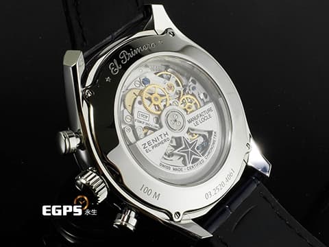 ZENITH 真力時 CHRONOMASTER PRIMERO 03.2520.4061/69.C714&nbsp;不鏽鋼材質 鏤空太陽紋面盤 藍灰色計時錶盤 2016年保卡 台灣公司貨&nbsp;自動上鍊 42mm
