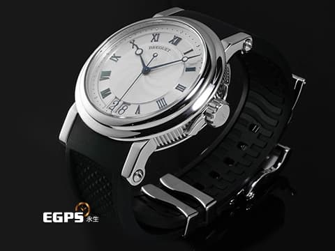 BREGUET 寶璣 Marine Big Date 5817ST/12/5V8&nbsp;不鏽鋼材質 大日期窗 銀白色放射狀扭索紋面盤&nbsp;已回原廠洗油保養延長兩年保固至2027年6月 台灣公司貨 潛水錶 自動上鏈 39mm