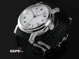 BREGUET 寶璣 Marine Big Date 5817ST/12/5V8&nbsp;不鏽鋼材質 <font color="#05f0f0">大日期窗 銀白色放射狀扭索紋面盤</font>&nbsp;<font color="#ff0000">已回原廠洗油保養延長兩年保固至2027年6月 台灣公司貨</font> 潛水錶 自動上鏈 39mm