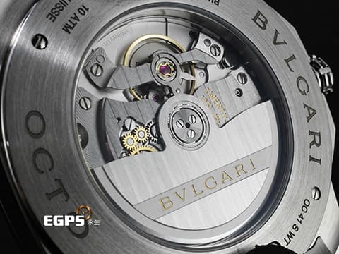 BVLGARI 寶格麗 Octo Roma WorldTimer 103762 不鏽鋼材質 世界時區顯示&nbsp;霧面藍色巴黎釘紋錶盤 快拆功能錶帶 自由切換鏈帶、膠帶風格搭配&nbsp;2025年保卡&nbsp;自動上鍊 41mm