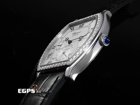 CHOPARD 蕭邦 16/2248 酒桶型 18K白金材質 精鑲鑽石錶圈 羅馬數字銀白色面盤&nbsp; 手動上鏈 33mm