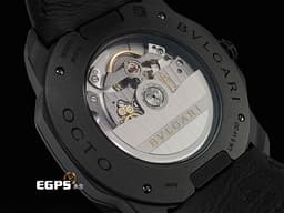BVLGARI 寶格麗 Bulgari Octo Roma 103764 黑色DLC塗層不鏽鋼材質&nbsp;<font color="#05f0f0">霧面黑色巴黎釘紋錶盤 世界時區、24 時區顯示與 24 小時顯示功能</font>&nbsp; <font color="#FF0000">2026年保卡 快拆錶帶</font>&nbsp;自動上鍊 41mm