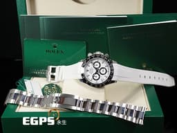 ROLEX 勞力士 Cosmograph Daytona 宇宙計時型 迪通拿 116500LN 計時碼表 <font color=#FFFFFF>白熊貓 白色面盤 搭配Rubber B橡膠錶帶</font> 116500 LN 陶瓷錶圈 不鏽鋼 <font color=#FF0000>2021年新式保卡</font> 賽車錶 自動上鍊 40mm