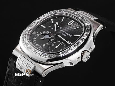 Patek philippe 百達翡麗 PP Nautilus 金鷹 鸚鵡螺 5712G 18K白金 灰色漸層面盤 精鑲鑽石錶圈、錶爾 2015年保單&nbsp;自動上鏈 43x38mm