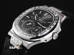 Patek philippe 百達翡麗 PP Nautilus 金鷹 鸚鵡螺 5712G 18K白金 <font color="#05f0f0">灰色漸層面盤 精鑲鑽石錶圈、錶爾</font> <font color="#ff0000">2015年保單</font>&nbsp;自動上鏈 43x38mm