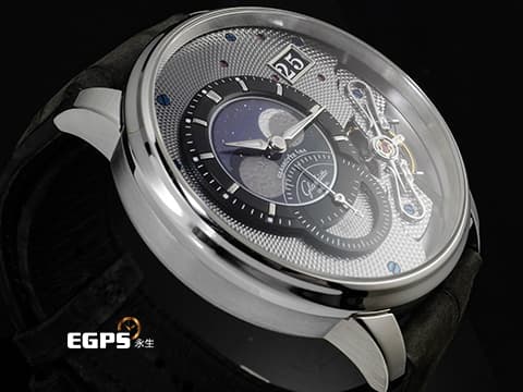 GLASHUTTE ORIGINAL 格拉蘇蒂 Pano PanoMaticLunar 1-91-04-01-03-62 950鉑金材質 偏心月相 德式經典大日期窗 鍍黑色銠飾紋飾紋鏤空面盤 雙鵝頸  2025保單 限量200支&nbsp; 自動上鍊 42mm