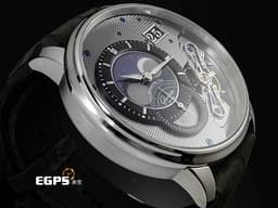 GLASHUTTE ORIGINAL 格拉蘇蒂 Pano PanoMaticLunar 1-91-04-01-03-62 950鉑金材質<font color="#05f0f0"> 偏心月相 德式經典大日期窗 鍍黑色銠飾紋飾紋鏤空面盤 雙鵝頸 </font><font color="#FF0000"> 2025保單 限量200支&nbsp;</font> 自動上鍊 42mm