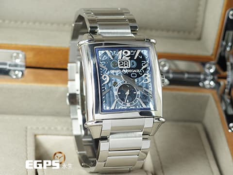 Girard-Perregaux 芝柏 GP錶 Vintage 1945 XXL 系列 Large Date Moon Phases 藍色鏤空面盤 25882 大日期窗 月相盈虧 小秒針 不鏽鋼&nbsp;2019年保單&nbsp;自動上鍊 36x35mm
