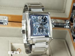 Girard-Perregaux 芝柏 GP錶 Vintage 1945 XXL 系列 Large Date Moon Phases <font color="#4b89ec">藍色鏤空面盤</font> 25882 大日期窗 月相盈虧 小秒針 不鏽鋼&nbsp;<font color="#FF0000">2019年保單</font>&nbsp;自動上鍊 36x35mm