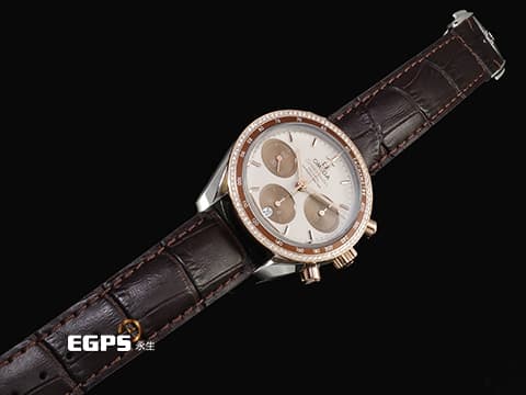 OMEGA 歐米茄 Speedmaster 超霸 速霸 32428385002002 不鏽鋼&amp;18K玫瑰金材質 半金款&nbsp;計時碼錶 同軸擒縱 原廠鑲嵌鑽石錶圈&nbsp;2018年保卡 台灣公司貨 自動上鍊 38mm