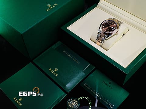 ROLEX 勞力士 DATEJUST 41 蠔式日誌型 126301 18K玫瑰金&amp;不鏽鋼材質 半金款&nbsp;巧克力色面盤 原廠鑲嵌鑽石時標&nbsp;&nbsp;2025年保卡 自動上鍊 41mm