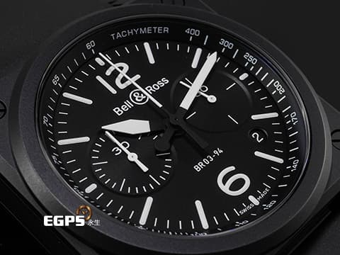Bell &amp; Ross 柏萊士 Chrono Black Matte BR03-94 霧面黑色陶瓷材質&nbsp;2020年保卡&nbsp;計時功能 自動上鏈 42mm