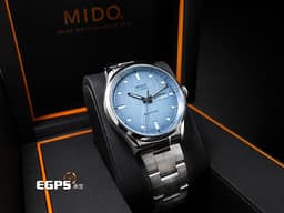 MIDO 美度 Multifort M Freeze 先鋒系列冰川藍 M038.430.11.041.00 不鏽鋼材質 <font color="#05f0f0">漸變冰川藍面板 垂 直絲光緞面打磨紋理</font>&nbsp;<font color="#FF0000">2026年&nbsp;</font>自動上鍊 42mm