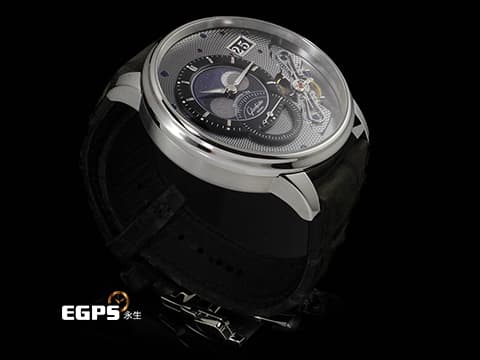 GLASHUTTE ORIGINAL 格拉蘇蒂 Pano PanoMaticLunar 1-91-04-01-03-62 950鉑金材質 偏心月相 德式經典大日期窗 鍍黑色銠飾紋飾紋鏤空面盤 雙鵝頸  2025保單 限量200支&nbsp; 自動上鍊 42mm