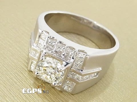 白K金 天然鑽石 1.02CT 豪華配鑽 K金鑽戒 鑽石戒指  男戒