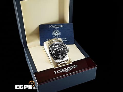 LONGINES 浪琴 Hydro Conquest 康卡斯 深海征服者 L37824566&nbsp;黑色陶瓷外圈 黑水鬼&nbsp;浪鬼 不鏽鋼 2026年保單 潛水錶 自動上鍊 43mm