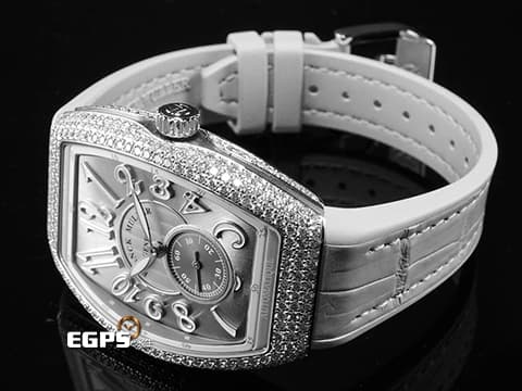 Franck Muller 法蘭穆勒 FM Vanguard Lady Slim Vintage V35 S 銀灰色面盤 原廠鑲嵌308顆頂級天然美鑽（約4.44克拉）小秒針 不鏽鋼材質&nbsp;2025年保單 自動上鍊 35x46.3mm