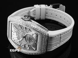 Franck Muller 法蘭穆勒 FM Vanguard Lady Slim Vintage V35 S <font color="#05f0f0">銀灰色面盤 原廠鑲嵌308顆頂級天然美鑽（約4.44克拉）</font>小秒針 不鏽鋼材質&nbsp;<font color="#ff0000">2025年保單</font> 自動上鍊 35x46.3mm