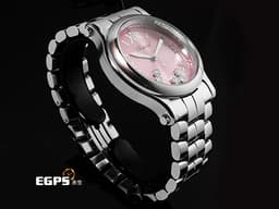 CHOPARD 蕭邦 Happy Sport 快樂鑽 278582-3009 <font color="#fbb6b6">粉紅色面盤 五顆跑鑽&nbsp;錶冠鑲嵌圓形粉色水晶</font>&nbsp;不鏽鋼材質&nbsp;<font color="#FF0000">2026年保單</font>&nbsp;石英機芯 36mm