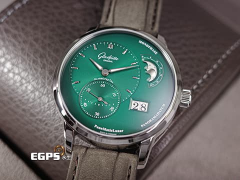 Glashütte Original 格拉蘇蒂 原創 PanoMaticLunar系列 19002133262 經典偏心綠色面盤&nbsp;大日期窗 月相盈虧 不鏽鋼&nbsp;2025年保單&nbsp;德國錶 自動上鍊 40mm