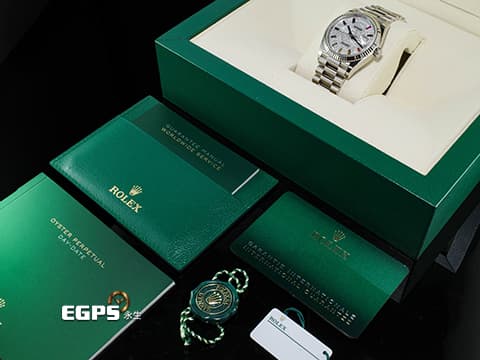 ROLEX 勞力士 Oyster Perpetual Day-Date 36 DD36 128239 18K白金材質  原廠鑲嵌滿天星鑽石面盤  原廠10顆方形切割彩虹漸變色寶石 2021年保卡 自動上鏈 36mm