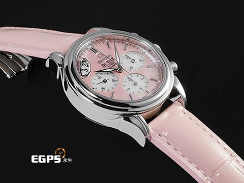 OMEGA 歐米茄 DE VILLE 碟飛系列 48787434 4878.74.34&nbsp;不鏽鋼材質&nbsp;粉色珍珠貝母 熊貓計時面盤面盤 同軸擒縱 自動上鍊 35mm