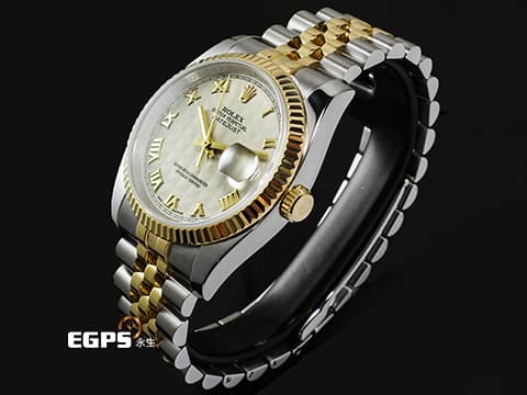 ROLEX 勞力士 DateJust DJ36 116233 18K黃金&amp;不鏽鋼材質 半金款 絕版稀有款&nbsp;象牙白金字塔格紋面盤&nbsp;2025年回原廠保養 延長保固到2027年&nbsp;台灣公司貨&nbsp;自動上鏈 36mm