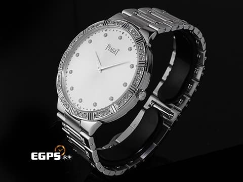 PIAGET 伯爵 Dancer 舞者系列 G0A31046 P10358 18K白金材質 鍊帶款&nbsp;原鑲鑽石錶圈、鑲鑽時標&nbsp;整支約重3.06兩 手動上鍊 38mm