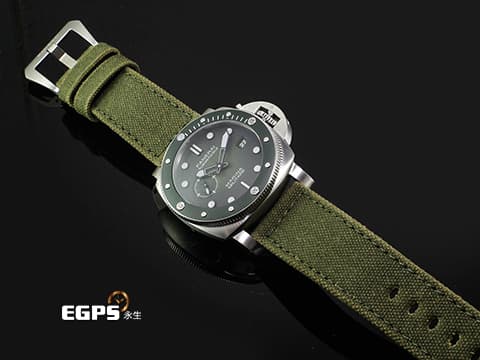 PANERAI 沛納海&nbsp;Submersible Marina Militare PAM01697 PAM1697 不鏽鋼材質 啞光綠色陶瓷單向旋轉錶圈 向義大利海軍航空隊致敬&nbsp;三日鍊 小秒針&nbsp;2026年保卡 自動上鍊  44mm