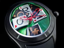 CORUM 崑崙 Bubble 泡泡錶 L082 / 03245  大泡泡神奇博彩腕錶 Poker Games 黑色PVD不鏽鋼金屬材質 <font color="#74d56a">特殊半球體拱形雙面玻璃鏡面 撲克牌桌彩繪面盤</font> <font color="#FF0000"> 全球限量88只</font> 自動上鍊 42mm