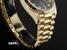 ROLEX 勞力士 Day-Date DD 36 128238 蠔式 日期星期型 18K黃金材質 <font color=#70cce1>質感深邃漸層灰色錶面搭配原鑲鑽石時標</font> 經典元首型錶帶 <font color=#FF0000>2021年保卡 </font> 自動上鍊 36mm