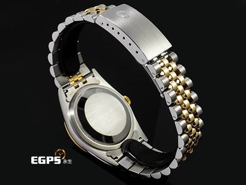 ROLEX 勞力士 DATEJUST 16233 蠔式日誌型 18K黃金 半金款 原廠鑲嵌鑽石時標 香檳金色紀念型面盤&nbsp;經典&nbsp;自動上鍊 36mm