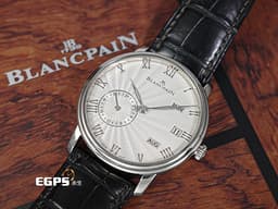 BLANCPAIN 寶珀 Villeret系列 Quantième Annuel GMT 雙時區 年曆錶 6670-1542-55B&nbsp;<font color="#d6d6d6">銀白色放射雕紋面盤</font>&nbsp;18K白金 兩地時區 年曆功能&nbsp;<font color="#FF0000">2022年台灣公司貨</font>&nbsp;自動上鍊 40mm