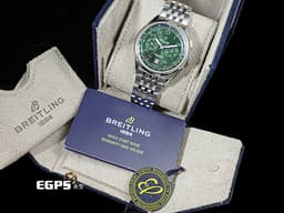 BREITLING 百年靈 Premier B01 Chronograph 42 璞雅系列 AB0145&nbsp;<font color="#058703">綠色面盤</font>&nbsp;計時碼表 不鏽鋼 <font color="#ff0000">B01自製機芯</font>&nbsp;<font color="#FF0000">2024年保單</font>&nbsp;自動上鍊 42mm