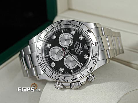 ROLEX 勞力士 Cosmograph Daytona 宇宙計時型 迪通拿 126509G&nbsp;原廠鑽石時標 黑熊貓面盤&nbsp;126509 G 計時碼表 18K白金材質 賽車錶 新款4131型機芯&nbsp;2025年保卡 自動上鏈 40mm