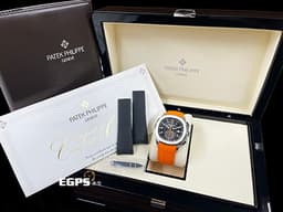 Patek Philippe 百達翡麗 PP錶  Aquanaut  5968 A 海底探險家 5968A-001 不銹鋼材質 飛返計時 計時碼表 自動上鍊 <font color="#FF0000"> 不鏽鋼身價之王 海底探險家首款計時腕錶，黑色、橘色雙色原廠橡膠錶帶 2020年保單 </font><font color="#FFFF33"> 此錶歡迎各路錶友以 PP、AP、勞力士 來店交換，本店將以最高價評估～</font> 42mm