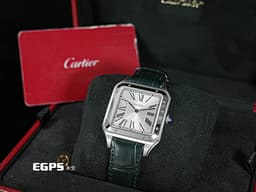 CARTIER 卡地亞 Santos-Dumont 山度士 杜蒙特 WSSA0032 經典 超大型款<font color="#ffb43f">&nbsp;</font><font color="#2f6ce4">鑲嵌藍色寶石錶冠 藍鋼指針</font><font color="#49bcd7">&nbsp;</font>不鏽鋼材質&nbsp;<font color="#FF0000">2022年保單 </font> 手上鍊 46.6x33.9mm