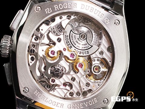 ROGER DUBUIS 羅杰杜彼 La Monegasque 玩家系列 RDDBMG0009 微型自動盤 86300 不鏽鋼材質 白色面盤 摺疊帶扣 計時碼錶 自動上鏈 2025年保卡 日內瓦印記&nbsp;44mm
