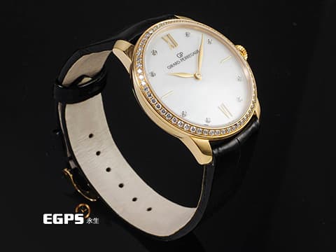 Girard-Perregaux 芝柏 GP錶 1966系列 49528D52A771-CK6A 18K玫瑰金材質&nbsp;原廠鑲嵌68顆鑽石錶圈（約0.58克拉）白色珍珠貝母面盤&nbsp;&nbsp;2025年保單 自動上鍊 30mm