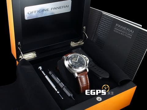 PANERAI 沛納海 PAM00270 經典夜光三明治面盤 藍寶石金魚缸風防 沛納海自製10日機芯 動能儲存 1950 PAM270 GMT兩地時間，未使用原廠褐色皮錶帶.橡膠錶帶，工具齊全 極新收藏品釋出  不鏽鋼 自動上鍊 44mm