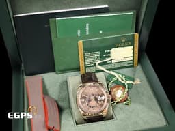 ROLEX 勞力士 Sky-Dweller 蠔式 天行者 326135 <font color="#D2691E">經典絕版巧克力色面盤搭配數字時標</font> 年曆錶 沙羅系統 兩地時間 <font color="#f3baa1">永恆玫瑰金</font> 經典三角坑紋錶圈 <font color="#FF0000">初代天行者稀有專屬綠盒</font> 自動上鍊 42mm