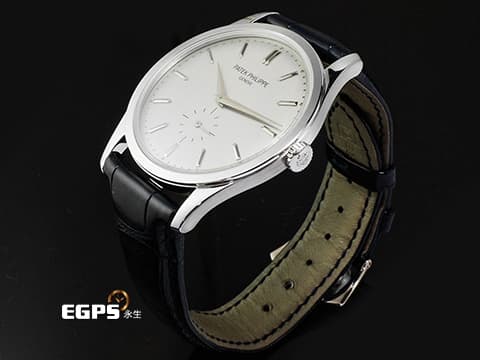 PATEK PHILIPPE 百達翡麗 PP CALATRAVA 經典的小三針款式系列 5196G-001 18K白金材質 銀灰色紋路面盤&nbsp;台灣公司貨 手動上鏈&nbsp;37mm