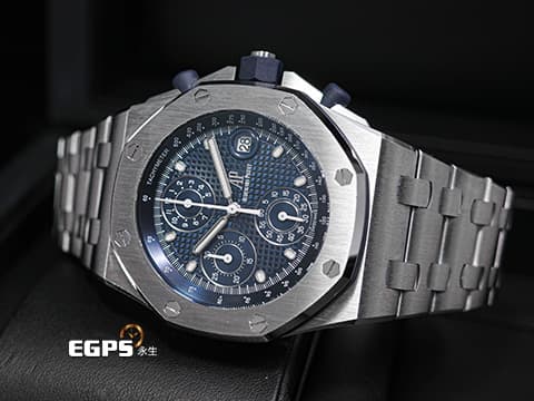 Audemars Piguet 愛彼 AP錶 Royal Oak Offshore 皇家橡樹 離岸型 26238ST.OO.2000ST.01 經典初代雲夜藍「Petite Tapisserie」格紋面盤 飛返 計時碼錶 26238 ST 不鏽鋼 2022年保卡 最新易換式錶帶系統 另附膠帶錶帶 自動上鍊 42mm