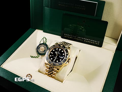ROLEX 勞力士 GMT-Master II 蠔式 格林威治型 126718 GRNR 兩地時間 18K黃金材質 126718 GRNR 灰黑雙色陶瓷錶圈 皮蛋圈 2025年保卡 紀念型（Jubilee）五銖錶帶 &nbsp;自動上鍊 40mm