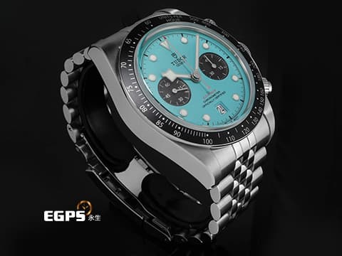 TUDOR 帝舵 Heritage Black Bay Chrono 碧灣 M79360N-0024 計時碼錶 &nbsp;話題錶款 「綠松石藍色」錶面&nbsp;2025年保卡 專賣店限定款 搭配最新快速調節「T-fit」折疊扣 自動上鍊 41mm